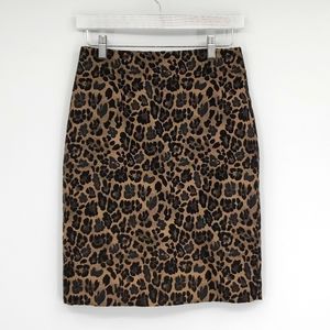 Ann Taylor Black and Gold Leopard Animal Print Pencil Mini Skirt X-Small 0